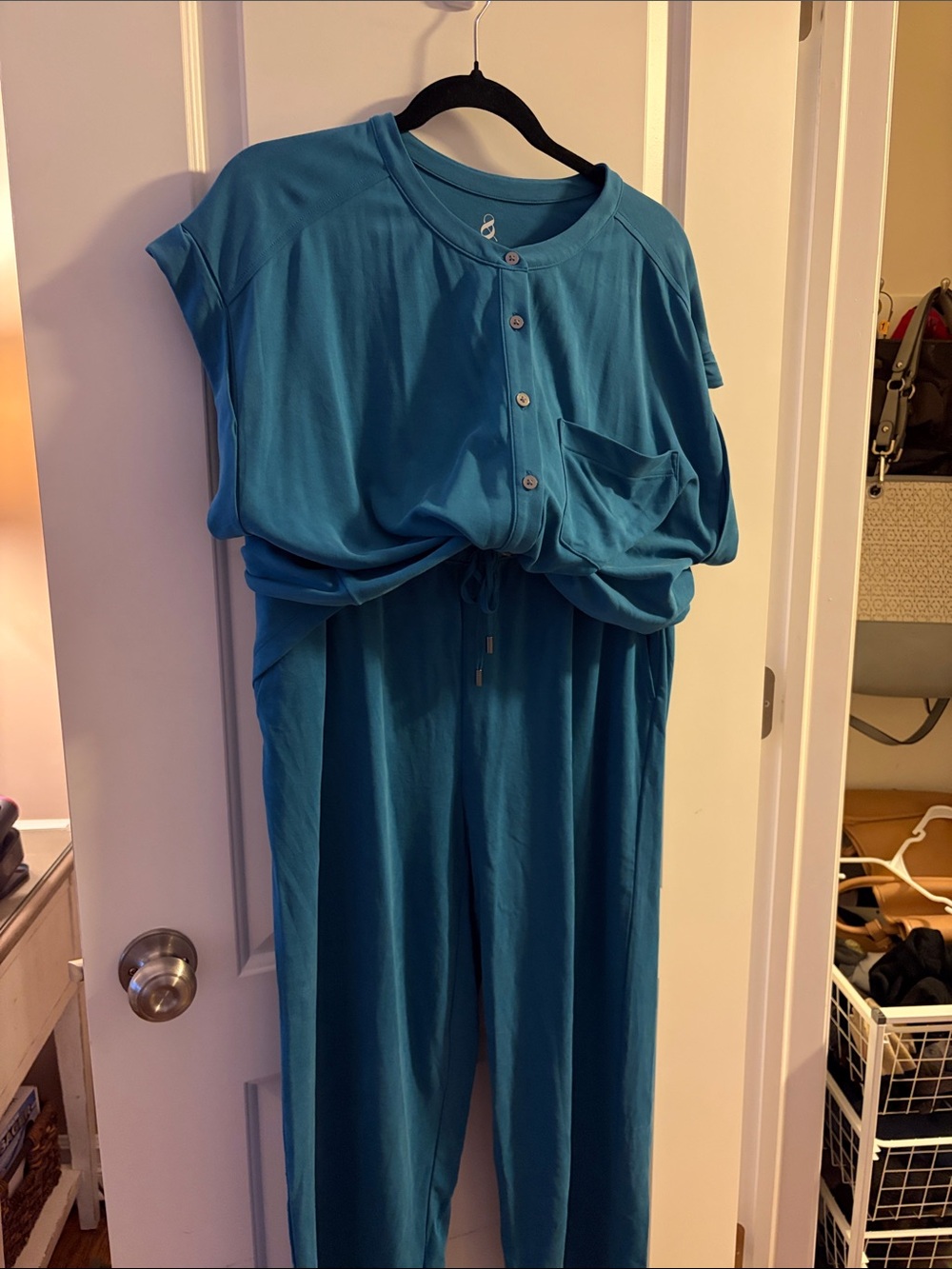Women’s Teal Short-Sleeve Button matching set